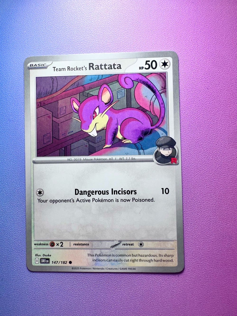 team rocket’s rattata - 147/182 (common) — pokemon: destined rivals